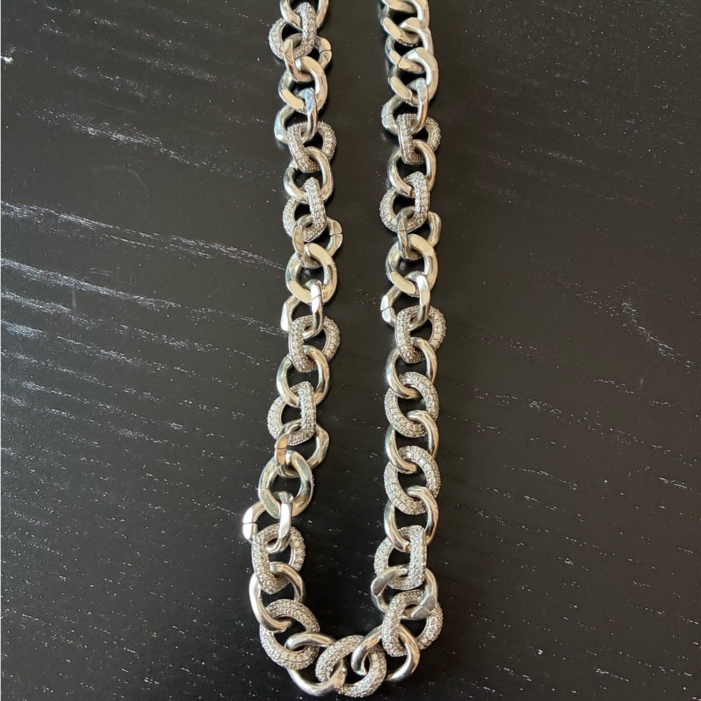 Jaclyn Roxanne Textured Silver Link Necklace for Women